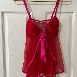 VS red pink sheer lingerie